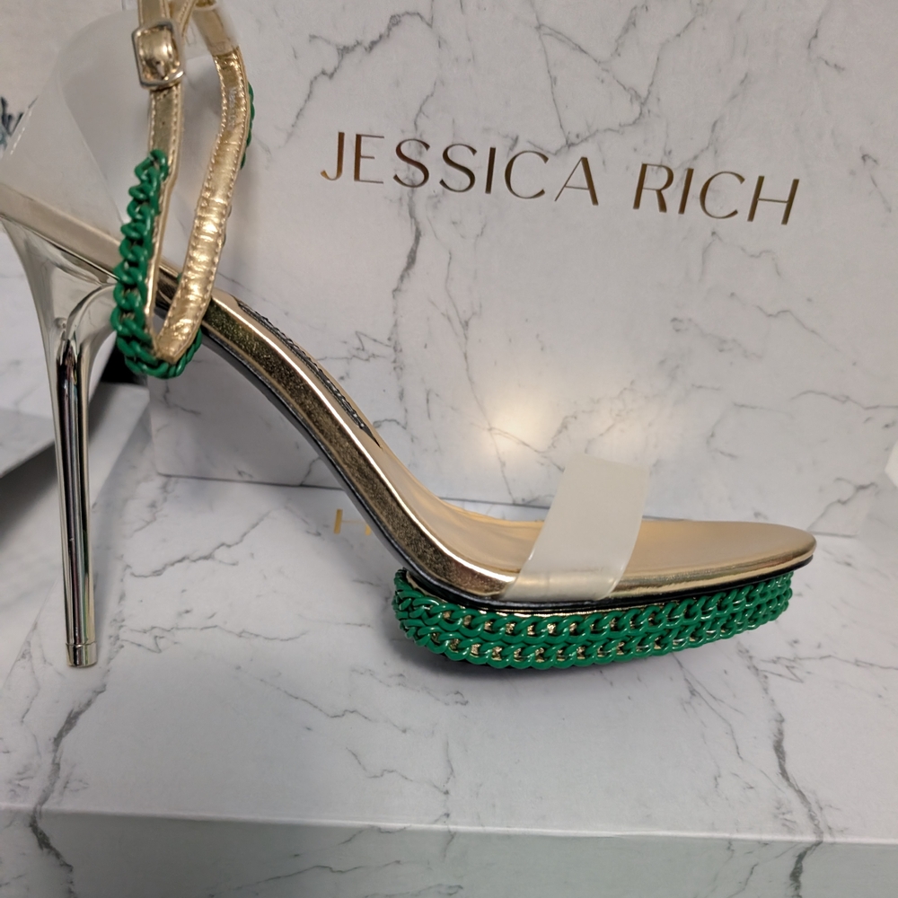 Jessica Rich Gold and Green Women's Heels